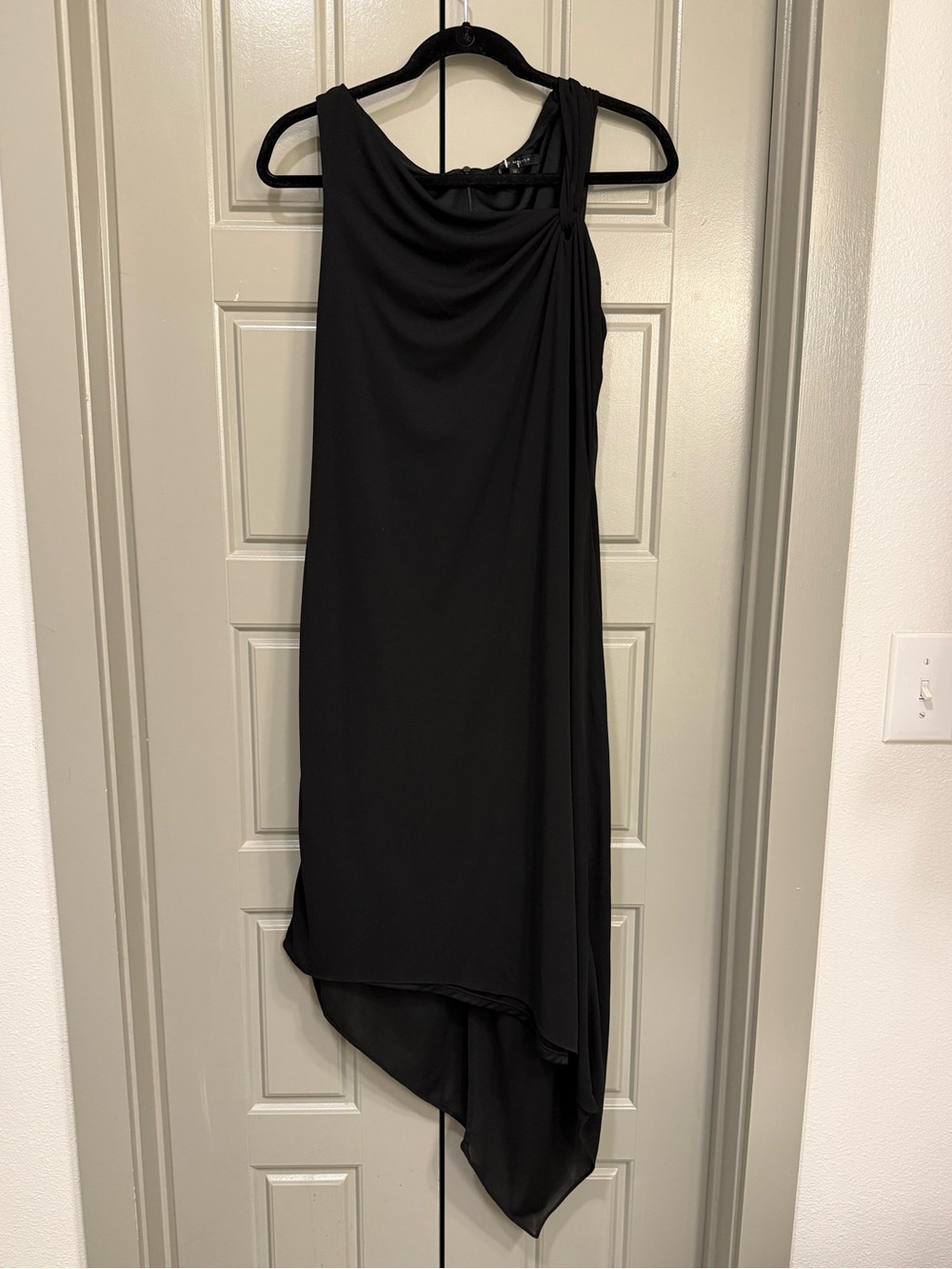 David Meister Black Sheath Stretch Knit Cocktail Dress Size 14 Like New